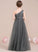 A-Line Junior Bridesmaid Dresses Tulle Ruffle Sequined One-Shoulder With Floor-Length Camille