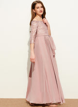 Load image into Gallery viewer, With A-Line Floor-Length Corinne Junior Bridesmaid Dresses Chiffon Lace Off-the-Shoulder Bow(s)