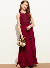 Load image into Gallery viewer, Jamie With Neck Chiffon Sequins Scoop Floor-Length Junior Bridesmaid Dresses Lace A-Line