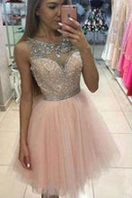 Load image into Gallery viewer, Tulle Short BeadS Cute Sleeveless Elegant Fashion Sexy Custom Made Homecoming Dresses RS436