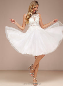 Tulle Wedding Dresses Dress Boat Neck Wedding A-Line With Sequins Scarlett Lace Knee-Length