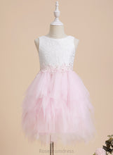 Load image into Gallery viewer, - Lace/Beading/Sequins/V Flower Flower Girl Dresses Neck Sleeveless Back With Tulle/Lace Dress Knee-length Quinn Scoop Ball-Gown/Princess Girl