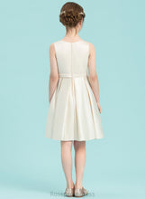 Load image into Gallery viewer, Scoop Satin A-Line With Knee-Length Neck Bow(s) Penelope Junior Bridesmaid Dresses