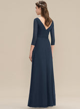 Load image into Gallery viewer, Floor-Length Ruffle V-neck Length Silhouette Embellishment Fabric Bow(s) Neckline A-Line Arielle Floor Length Bridesmaid Dresses