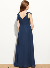 Load image into Gallery viewer, Kaila Chiffon Junior Bridesmaid Dresses A-Line With V-neck Bow(s) Floor-Length