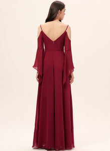 Neckline A-Line Fabric Floor-Length Length Silhouette V-neck Straps Maud Scoop Floor Length Sleeveless Bridesmaid Dresses
