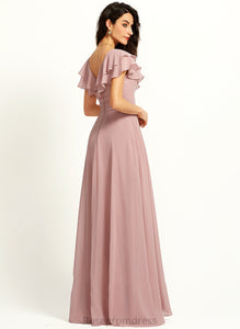 Embellishment Neckline Ruffle V-neck SplitFront Silhouette Length Fabric A-Line Floor-Length Valerie Sleeveless Bridesmaid Dresses