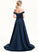 Train Satin A-Line Prom Dresses Off-the-Shoulder Nataly Sweep