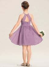 Load image into Gallery viewer, Junior Bridesmaid Dresses With Aryanna Beading Chiffon Ruffle Neck Knee-Length Scoop A-Line