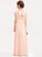 Ruffles Cascading Bow(s) With Lace Neck A-Line Scoop Junior Bridesmaid Dresses Beading Floor-Length Evelin