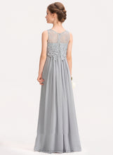Load image into Gallery viewer, Natalya Lace Scoop Floor-Length Junior Bridesmaid Dresses Neck Chiffon A-Line
