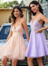 Load image into Gallery viewer, Dress Beading Madalyn V-neck Homecoming Homecoming Dresses With Tulle Short/Mini A-Line Lace