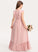 Jean Floor-Length With Scoop A-Line Chiffon Cascading Bow(s) Neck Junior Bridesmaid Dresses Ruffles