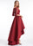 Lace With Satin Scoop Lois Asymmetrical Prom Dresses Sequins A-Line