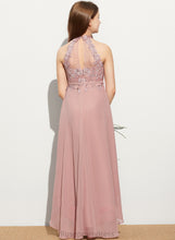 Load image into Gallery viewer, Junior Bridesmaid Dresses Lace Hannah Neck Chiffon Asymmetrical A-Line Scoop