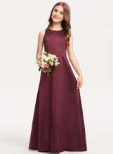 Load image into Gallery viewer, A-Line Scoop Neck Junior Bridesmaid Dresses Floor-Length Rita Satin