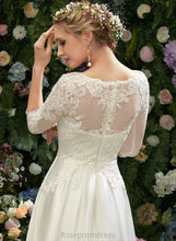 Load image into Gallery viewer, Jaqueline Lace Satin A-Line Wedding Illusion With Wedding Dresses Dress Tea-Length