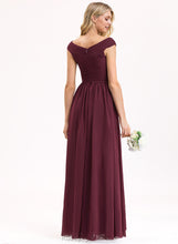 Load image into Gallery viewer, Neckline Off-the-Shoulder Silhouette Fabric Pockets Embellishment Length Floor-Length SplitFront A-Line Ruffle Sara Bridesmaid Dresses