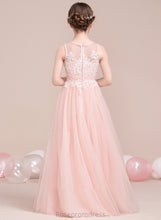 Load image into Gallery viewer, Junior Bridesmaid Dresses Norah Neck A-Line With Scoop Tulle Floor-Length Beading Sequins