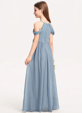 Load image into Gallery viewer, Ruffle Fiona Chiffon Floor-Length Scoop A-Line With Neck Junior Bridesmaid Dresses