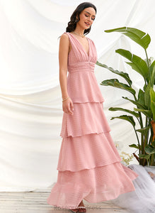 Fabric A-Line Straps Ankle-Length V-neck Silhouette Length Neckline Lucia Sleeveless A-Line/Princess Natural Waist Bridesmaid Dresses