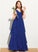 A-Line Cascading With Ruffles V-neck Martina Chiffon Junior Bridesmaid Dresses Floor-Length