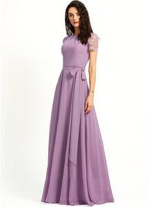 A-Line Fabric Straps Lace Length Silhouette Neckline ScoopNeck Floor-Length Katherine Spaghetti Staps A-Line/Princess Bridesmaid Dresses