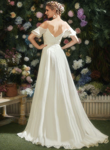 Ruffle Wedding Dresses With Pat A-Line Dress Court Beading Sequins Shoulder Cold Organza Wedding Train