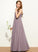 Brianna V-neck Junior Bridesmaid Dresses Floor-Length A-Line Chiffon Lace
