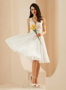 Wedding Dresses Dress A-Line Sequins Lace With Chiffon Knee-Length Melissa Wedding V-neck