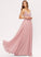 Chiffon A-Line V-neck Prom Dresses Floor-Length Lace Jamya