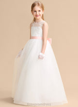 Load image into Gallery viewer, Sleeveless With A-Line Bow(s) (Undetachable Floor-length Karen sash) Dress Flower Girl Dresses Satin/Tulle/Lace Scoop Girl - Neck Flower