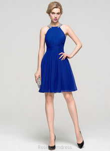 Chiffon Dress A-Line With Homecoming Dresses Neck Rubi Beading Scoop Homecoming Sequins Knee-Length Ruffle
