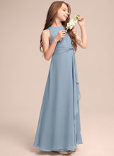 Load image into Gallery viewer, Junior Bridesmaid Dresses A-Line Kiara Neck Floor-Length Scoop Ruffles Cascading With Chiffon