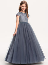 Load image into Gallery viewer, Tulle Junior Bridesmaid Dresses Scoop Lace Ball-Gown/Princess Neck Floor-Length Raegan