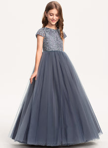 Tulle Junior Bridesmaid Dresses Scoop Lace Ball-Gown/Princess Neck Floor-Length Raegan