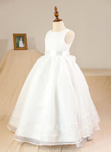 Load image into Gallery viewer, (Petticoat Flower Girl Dresses Organza/Satin Dress With Bow(s) Scoop included) Floor-length Flower - Ball-Gown/Princess Girl Alexandria Neck Sleeveless NOT