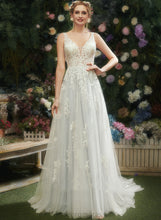 Load image into Gallery viewer, V-neck With Lace Wedding Dresses A-Line Court Tulle Kaylen Train Dress Wedding