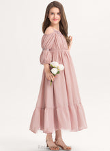Load image into Gallery viewer, A-Line Lace Chiffon Ruffle Square With Noemi Ankle-Length Junior Bridesmaid Dresses Neckline