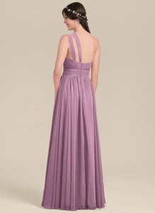 Embellishment Silhouette One-Shoulder Ruffle Length Fabric Neckline Floor-Length A-Line Lorelei Sleeveless A-Line/Princess Bridesmaid Dresses