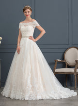 Load image into Gallery viewer, Ball-Gown/Princess Wedding Dresses Lace Dress Wedding With Sequins Tulle Court Beading Train Off-the-Shoulder Dominique