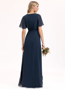 Fabric A-Line V-neck Neckline Length Silhouette Embellishment Bow(s) Asymmetrical Christina Bridesmaid Dresses