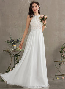Floor-Length Chiffon Wedding Dresses Dress Gracie Scoop Wedding Neck Lace A-Line