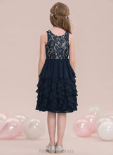 Load image into Gallery viewer, Knee-Length Ruffles A-Line Karlee Junior Bridesmaid Dresses Scoop Chiffon With Cascading Neck