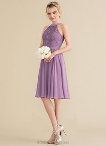 Homecoming Dresses A-Line With Knee-Length Lace Mariela Lace Scoop Chiffon Neck Dress Homecoming