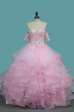 Load image into Gallery viewer, 2024 Sweetheart Quinceanera Dresses Tulle With Applique And Beading Ball Gown