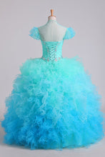 Load image into Gallery viewer, 2024 Quinceanera Dresses Ball Gown Floor Length With Beads And Ruffles