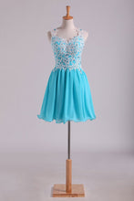 Load image into Gallery viewer, 2024 Straps A-Line/Princess Homecoming Dresses Chiffon With Applique