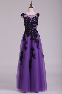2024 Tulle Evening Dresses Bateau Cap Sleeves A Line With Applique And Beads