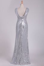 Load image into Gallery viewer, Open Back Bridesmaid Dresses Scoop Sequins Floor SRSPHKJPS81